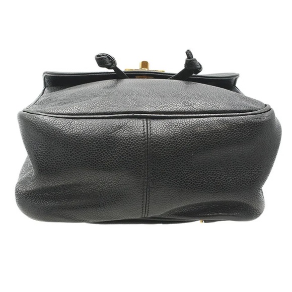 CHANEL Caviar Leather Turnlock Chain Backpack Bag Black main image 7